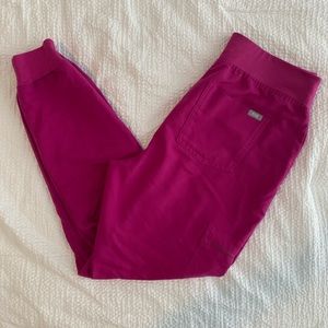 FIGS High-Waisted Zamora Jogger Scrub Pants in limited edition Raspberry Sorbet